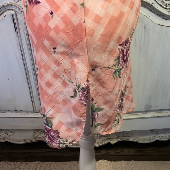 Body Chic Size Medium Spaghetti Strap Plaid and Floral Sheer Nighty Vintage - Picture 7 of 11